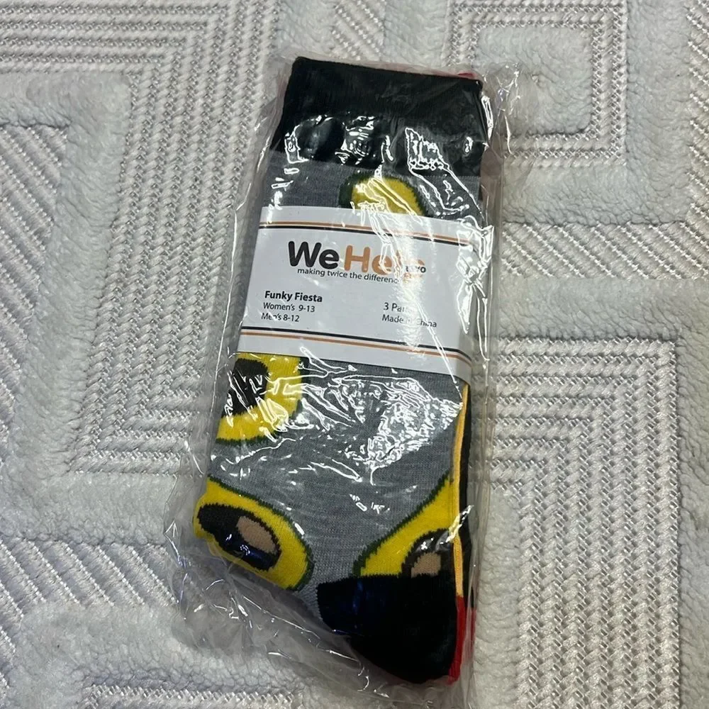 WE HELP - Funky Fiesta Socks - Avocado / Chilis / Tacos